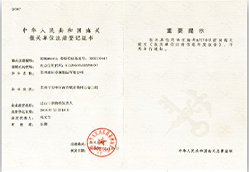Customs Registration Certificate of the ...